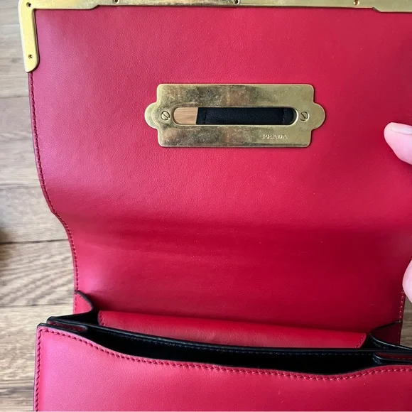 PRADA City Calfskin Saffiano Cahier Bag Fuoco Black - Picture 8 of 12